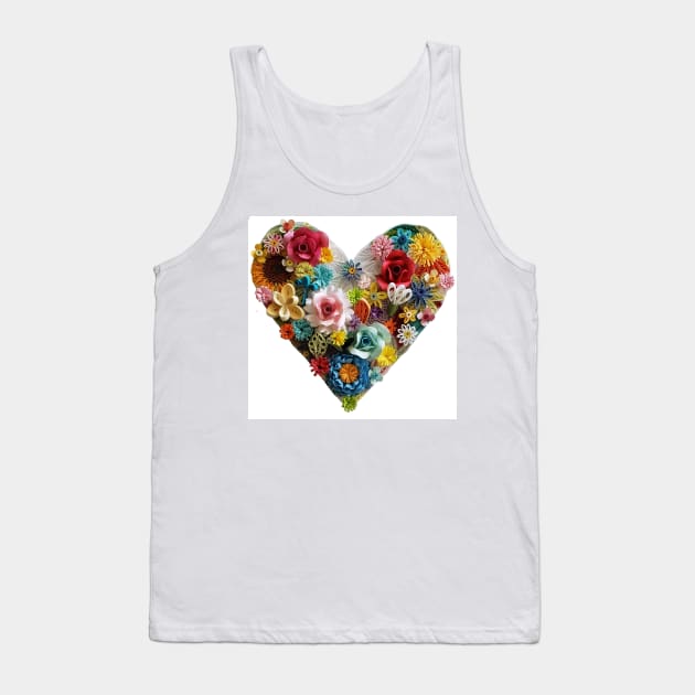 Printed Paper Quilling art. quilling heart.flower heart Tank Top by solsolyi